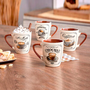 Tazas de cerámica de alta calidad de 350 ml,  4 piezas